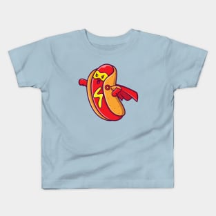 Cute Hotdog Superhero Cartoon Kids T-Shirt